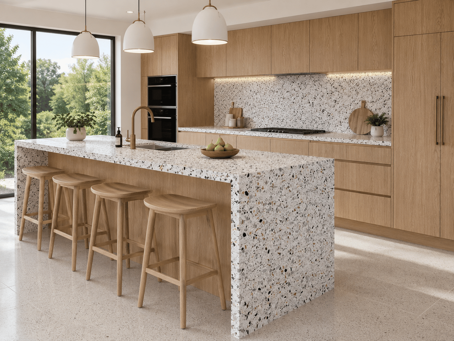 WK Stone Terrazzo Slab Capri kitchen application